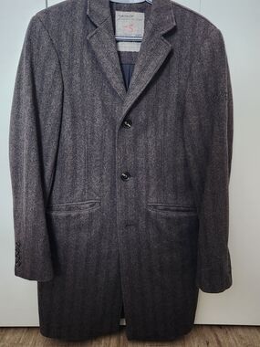 Tom Tailor Men's Gray Herringbone Pea Coat